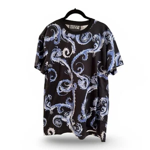 NWT Authentic Versace Jean Couture Men's Baroque Cotton T-Shirt Size L Blue - Picture 1 of 5