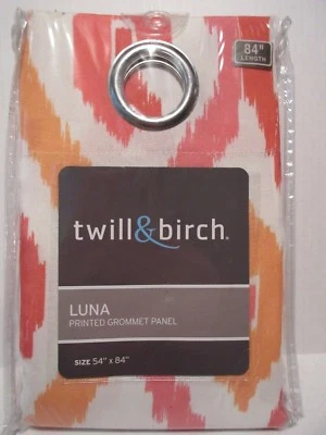 twill & birch LUNA Printed Grommet Panel 54" x 84" Coral Pink Orange Whi Curtain - Image 1 of 4