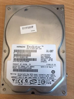 HITACHI DECKSTAR 80GB SATA DRIVE - HDS721680PLA380 - 0A33931 - 0A33982 - Image 1 of 4