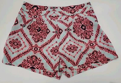 Shorts Charlotte Russe cintura alta elástico turquesa floral casual tamanho G - Imagem 1 de 4