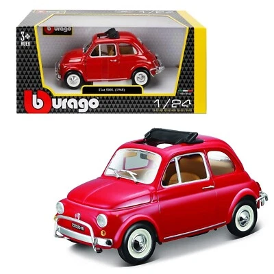 Burago Fiat 500L 1968 Rosso in Metallo Pressofuso Modellino Auto in scala 1:24 - Immagine 1 di 4