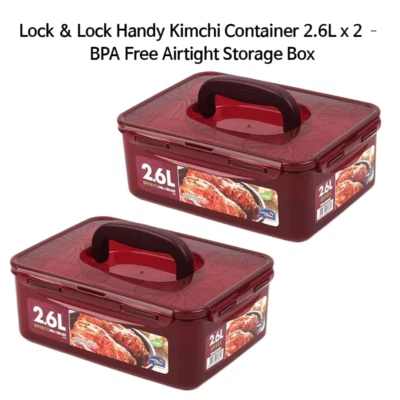 Lock & Lock Handy Kimchi Container 2.6L x 2 – BPA Free Airtight Storage Box - Image 1 of 2