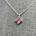 Napier Pink Glass Stone Pendant Silver-Tone Dainty Necklace