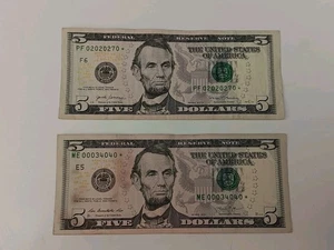 2 $5 US Star Notes, Trinaries : Free Shipping - Picture 1 of 6