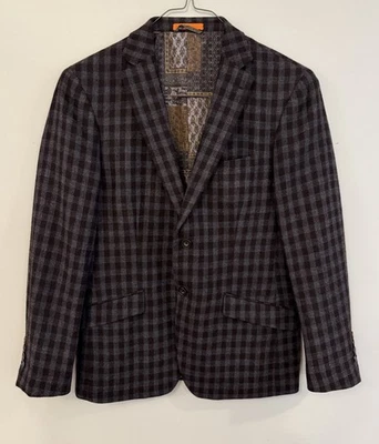 TALLIA Hombre Negro y Gris Cuadros 100% Lana Abrigo Deportivo Chaqueta Blazer 40r Excelente Foto 1 de 4