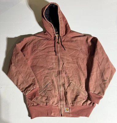Vintage Carhartt Canvas Hooded Jacket Adult Large Rose Salmon Pink Rare WJ014 - Image 1 of 4