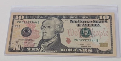 USA Ten Dollars, 2017-A, Federal Reserve Note, Ink Smear Error, Uncirculated  - Image 1 of 2