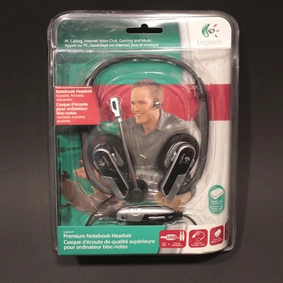 Logitech Premium Notebook Headset USB Aux Foldable Headphones Mic Case SEALED - Image 1 of 4