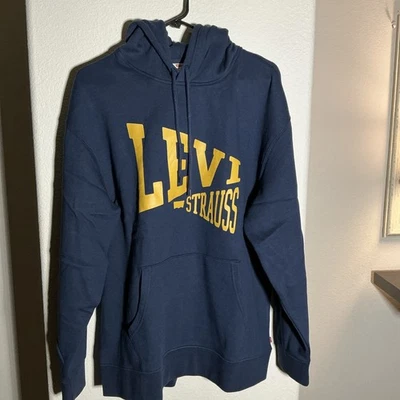 Sudadera con Capucha Levi's Para Hombre Calce Relajado Logo Azul Marino - Talla L - Nueva Con Etiquetas Foto 1 de 4