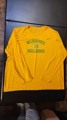Wilberforce University Bulldogs Nike Graphic Long Sleeve Shirt Mens 4XL Yellow - Image 1 of 4