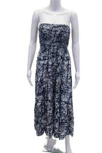 Michael Michael Kors Women's Square Neck Smocked Maxi Dress Blue Size XS - Picture 1 of 4