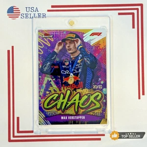 2024 Topps Finest Formula 1 F1 MAX VERSTAPPEN Chaos Gold Refractor /50 - Picture 1 of 3