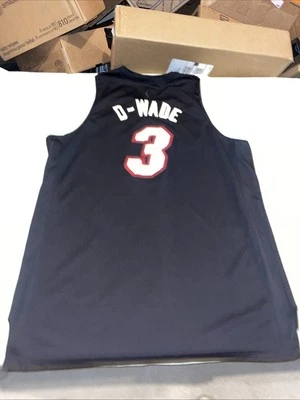 Dwyane Wade Miami Heat Adidas Nba +2 Sewn Mens Xxl Black “D-Wade” On Back Rare - Image 1 of 4