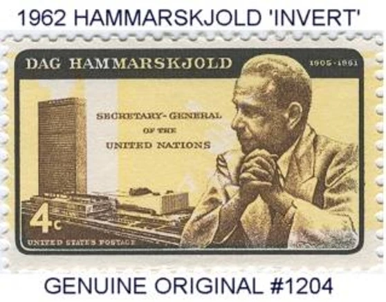 U.S. #1204 1962 4¢ HAMMARSKJOLD ERROR INVERT - Image 1 of 1