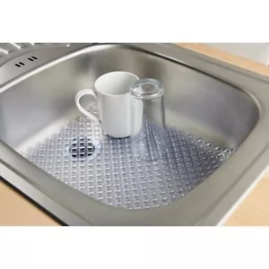 SINK SCRATCH PROTECTER MAT DISH DRANING DRYING SINK MAT SINK TIDY MAT 40CM CLEAR - Picture 1 of 1