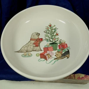 BOWL PUPS *Pier 1 Imports* Christmas Morning 8” Salad Pasta-Soup-Serving - Picture 1 of 11
