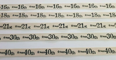 Birthday Ribbon -( Aged ) Berisfords 15mm Gift Wrap / Craft - 15%multibuy - Image 1 of 4