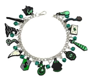 Pulsera Harry Potter con dijes temáticos de Slytherin con gemas de imitación - Imagen 1 de 1