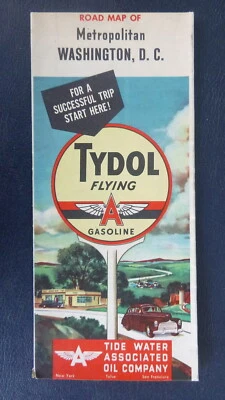 1947 metro Washimgton, D.C.   road map Tydol Flying A  oil  gas - Image 1 of 4