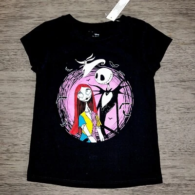Nightmare Before Christmas Girls Shirt Jack Sally Happy  4 5 6 7 8 10 12 14 16 - Image 1 of 4