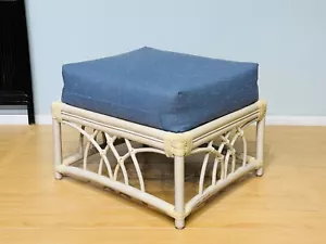 Rattan Indoor Living Room Ottoman Footstool (White Wash finish) - Picture 1 of 2