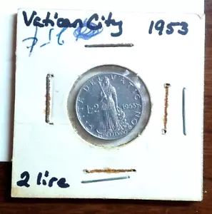 VATICAN CITY 1953 2 Lire- Historic, Catholic, Nice-Looking- A Collector's Item!! - Picture 1 of 2