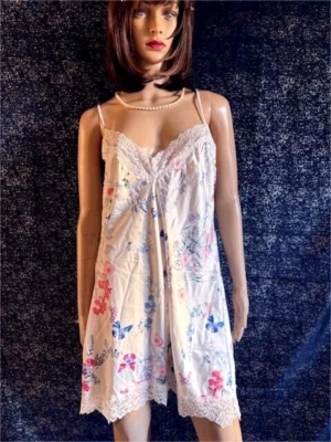 IN BLOOM BY JONQUIL FLORAL BABY DOLL SATIN LINGERIE SZ L - Image 1 of 4