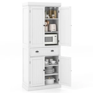 Kitchen Storage Organizer Cabinet Freestanding Pantry Cupboard With Doors Drawer - Picture 1 of 8