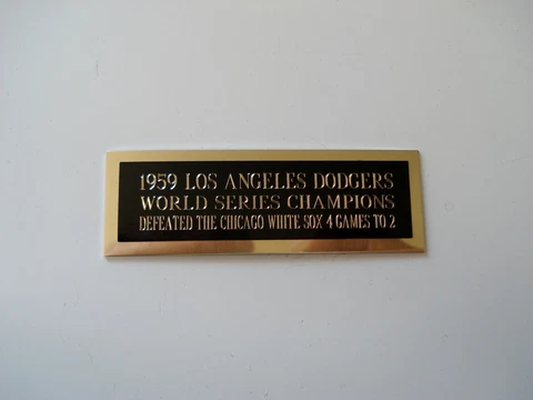 Los Angeles Dodgers Baseball Card 1959 World Series Card Plaque Nameplate 1 X 3 Cover