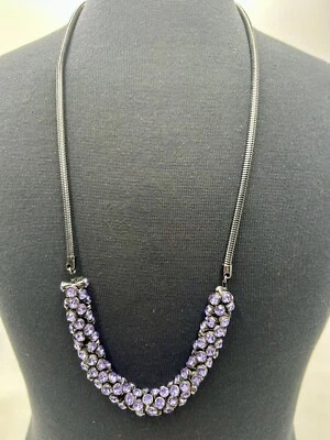 水钻青铜色链项链紫色紫水晶水钻可调节 38 英寸 — 第 1/4 张图片