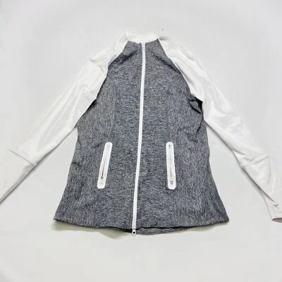 Jofit Golf Jacket Womens Medium Heather Gray White Full Zip Pockets Long Sleeve - Image 1 of 4