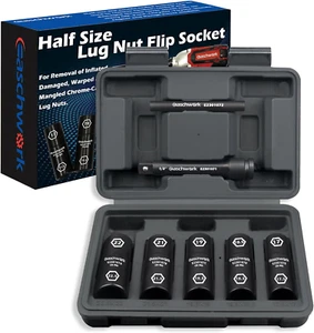 7-teiliges Halbe Größe Lug Nut Steckschlüsselsatz 1/2 Zoll Antrieb Dünnwand Impact Flip Steckschlüsselsatz mit - Bild 1 von 12
