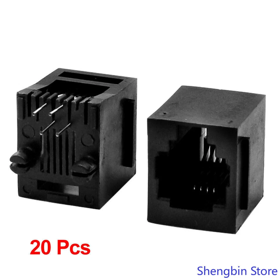 Conector hembra conector modular montaje PCB vertical RJ11 6P4C de 20 piezas Foto 1 de 1