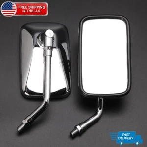 For Kawasaki Vulcan VN 500 800 900 1600 Chrome Rectangle Motorcycle Mirrors 10MM - Picture 1 of 13