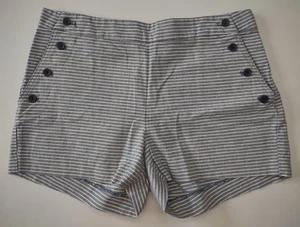 NWT Banana Republic blue white striped 100% Cotton Sailor shorts women 10 Petite - Picture 1 of 4