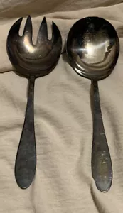Reed & Barton- Serving Fork & Spoon-Silver Plate- Serving Utensils -Pair- Mn00 - Picture 1 of 3