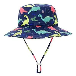 Kid's Blue Dinosaur Sun Protection Hat - Picture 1 of 3