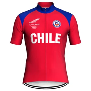 Chile Cycling Jersey Bib Short Set Biking MTB Chileno Red Shirt Maillot Trikot - Picture 1 of 8
