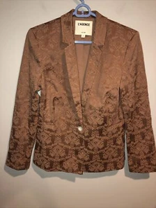 L'Agence Blazer Jacke gold gefüttert Jacquard Print Gr. 2 neu ohne Etikett - Bild 1 von 5