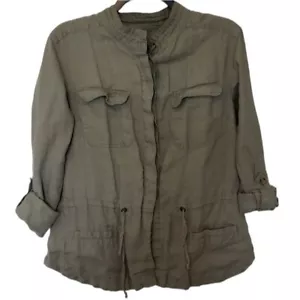 Cynthia Rowley Green Linen Utility Jacket Size Small - Picture 1 of 6