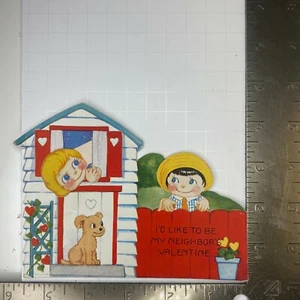 Edwardian Victorian Valentine gestanzt Nachbar Junge Welpe Hund Herzen mechanisch  - Bild 1 von 2