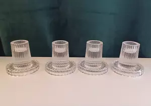 Romadedi Glass Candle Holder for Candlestick - 4Pcs Clear Small Candle Sticks - Picture 1 of 7