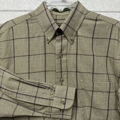 Camisa Orvis Signature Collection Marrón Mezcla Lana Ventana Cuadros Manga Larga M Foto 1 de 4