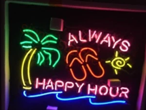19"x15"Always Happy Hour Neon Sign Light Beer Bar Pub Wall Hanging Handcraft Art - Picture 1 of 1