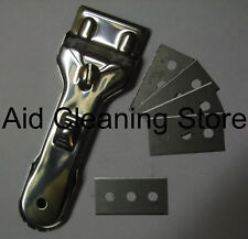BRAND NEW GLASS & CERAMIC HOB SCRAPER KNIFE CLEANER & 5 SPARE BLADES