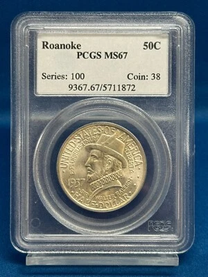 1937 Roanoke Commemorative Half Dollar PCGS MS67 – Blast White Gem - Image 1 of 4