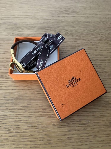 HERMÈS Bracciale Hermes Jumbo tipo gancio pelle marrone 6 49 pollici polso scatola inclusa
