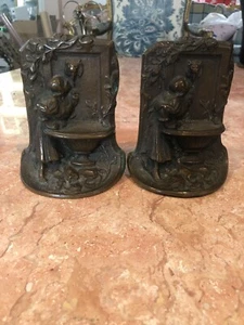 A Pair Of Antique Bronze Book Ends  - Picture 1 of 8