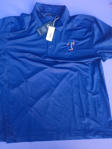 NWT CUTTER&BUCK MLB TEXAS RANGERS BASEBALL MENS S/S POLO GOLF SHIRT BLUE  2x xxl Cover