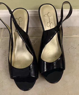 Zapato para mujer Jessica Simpson 9B plataforma cuero azul marino Foto 1 de 4